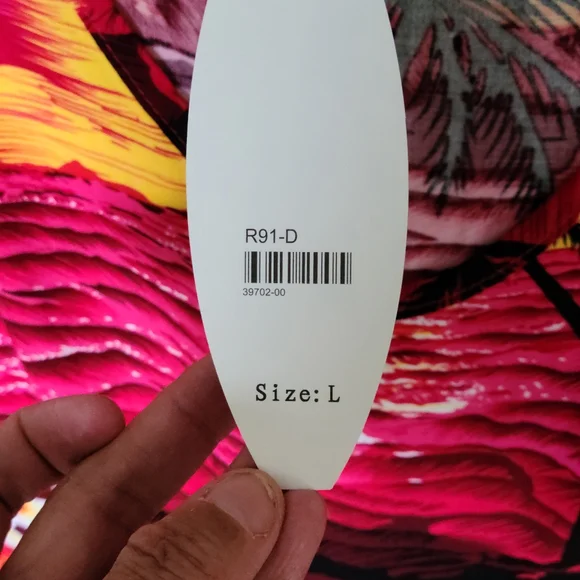 NEW Palmwave Hawaiian Tropical Sleeveless Dress Large Red Black Beach Vacation - Picture 7 of 7